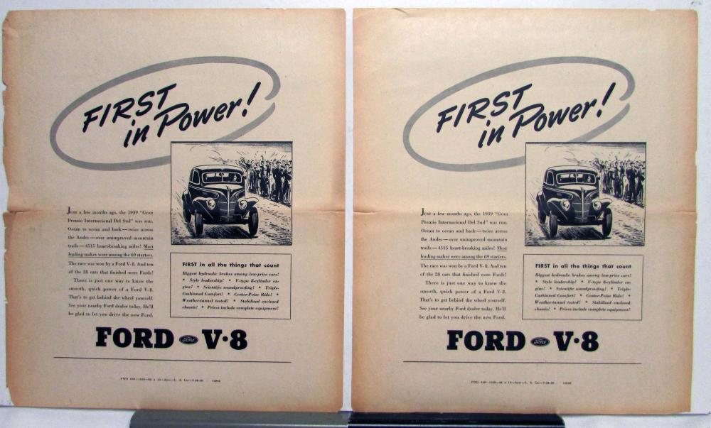 1939 Ford V8 Features First In Power Ad Proof Original