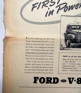 1939 Ford V8 Features First In Power Ad Proof Original