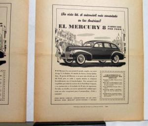 1939 Mercury 8 Sedan Most Talked About Car Ad Proof Original Spanish Text