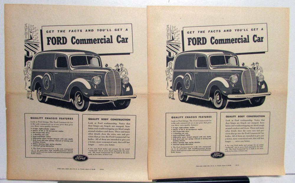 1939 Ford Commercial Car Features Know The Facts Ad Proofs Original
