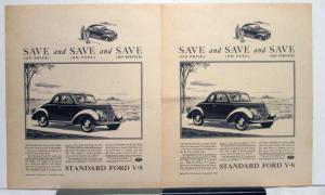 1938 Ford V8 Coupe Save And Save And Save Ad Proof Original