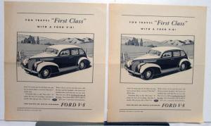 1938 Ford Sedan V8 You Travel First Class With A Ford! Ad Proof Original