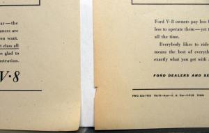 1938 Ford Sedan V8 You Travel First Class With A Ford! Ad Proof Original