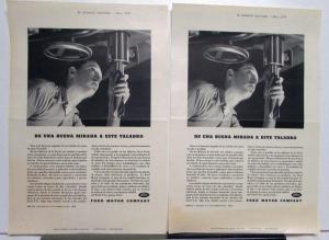 1938 Ford Take A Good Look Ad Proof Spanish Text Original