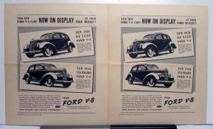 1938 Ford V8 Sedan DeLuxe Standard Now On Display Ad Proof Original