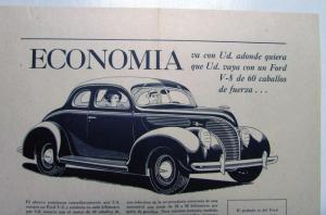 1938 Ford V8 Coupe Goes With You Wherever You Go Ad Proof Original Spanish Text