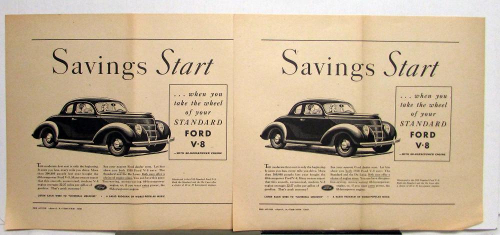 1938 Ford Standard V8 Coupe Savings Start Ad Proof Original