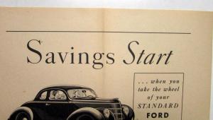 1938 Ford Standard V8 Coupe Savings Start Ad Proof Original