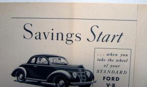 1938 Ford Standard V8 Coupe Savings Start Ad Proof Original