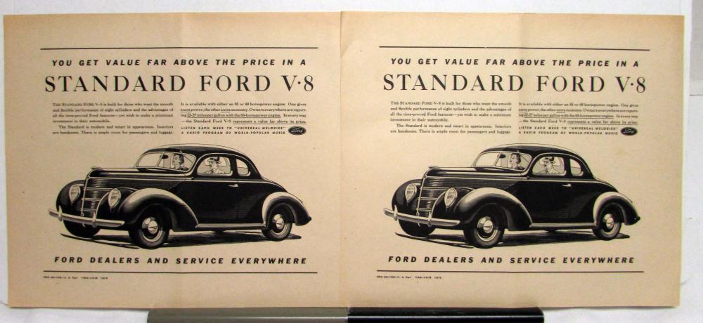 1938 Ford Standard V8 Coupe You Get Value Far Above The Price Ad Proof Original