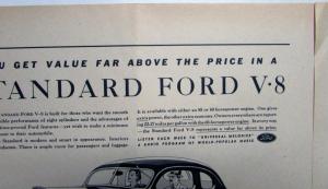 1938 Ford Standard V8 Coupe You Get Value Far Above The Price Ad Proof Original