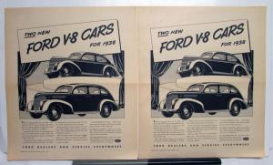1938 Ford Standard DeLuxe V8 Two New Ford Cars Ad Proof Original