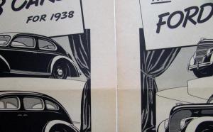 1938 Ford Standard DeLuxe V8 Two New Ford Cars Ad Proof Original