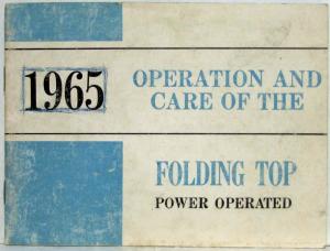 1965 General Motors B Body Convertible Power Top Operation Owners Manual Hydro