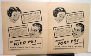 1938 Ford V8 DeLuxe Standard Two New Fords Ad Proofs Original Spanish text