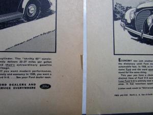 1938 Ford V8 DeLuxe Standard Ford Economy Is Offered Ad Proof Original