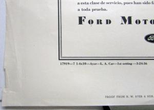 1936 Ford The Only Machine Of Its Kind Original Ad Proof Spanish Text