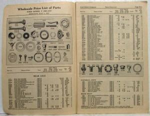 1927 Ford Model T Price List of Parts Orig Effect July 1 1927 For 1909 To1927