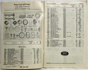 1934 Ford Model T Price List of Parts Orig Effect Nov 15 1934 For 1909 To 1927