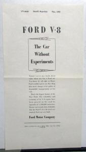 1935 Ford V8 The Car Without Experiments Ad Proof Original