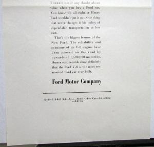1935 Ford V8 The Car Without Experiments Ad Proof Original