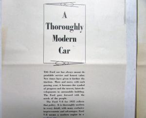 1935 Ford V8 A Thoroughly Modern Car Ad Proof Original