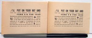 1935 Ford V8 Car Sedan Put On Your Hat Ad Proof Orig