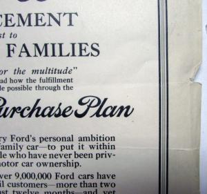 1924 Ford Announcement Interest To Millions Of Families Ad Proof Orig England