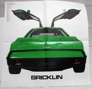 1974-75 Bricklin Safety Vehicle SV-1 Color Sales Brochure Large Poster Green Car