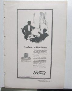 1924 Ford Overheard At Hart House Ad Proof Orig Canadian Edition
