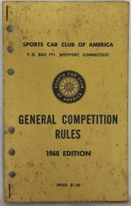 1968 Sports Car Club of America General Competition Rules Book - SCCA