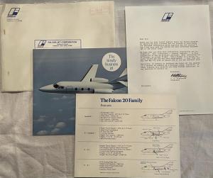 1977 Falcon 10 Jet Sales Brochure with Falcon 20 Jet Family Spec Sheet