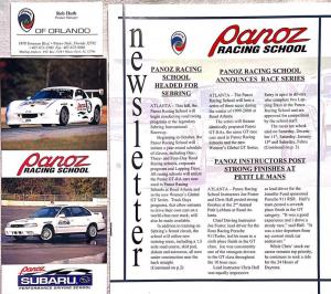 1999 Panoz Racing School Newsletter Promo Card and Business Card