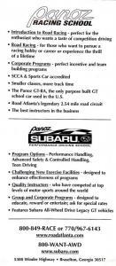 1999 Panoz Racing School Newsletter Promo Card and Business Card