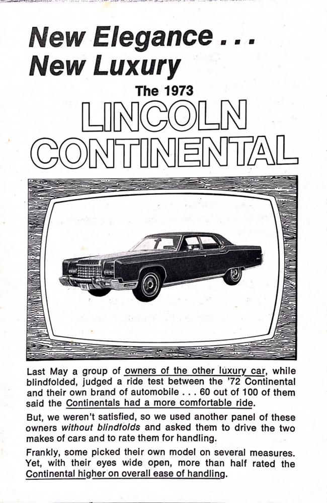 1973 Lincoln Continental Mark Small Sales Folder
