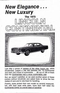 1973 Lincoln Continental Mark Small Sales Folder