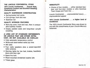1973 Lincoln Continental Mark Small Sales Folder