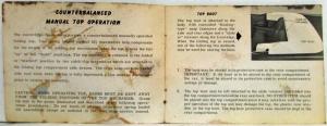 1963 General Motors GM Convertible Top Operation Care Owners Manual