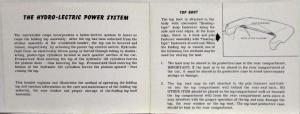 1966 General Motors GM Convertible Top Operation Care Owners Manual - Cadillac