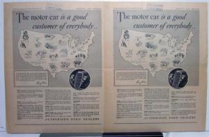 1934 Ford The Motor Car Is A Good Customer Of Everybody Map Ad Proof Original