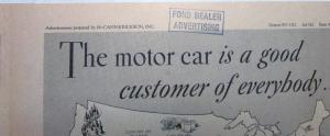 1934 Ford The Motor Car Is A Good Customer Of Everybody Map Ad Proof Original