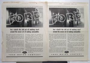 1936 Ford The Old Art Of Making Steel Ad Proof Original