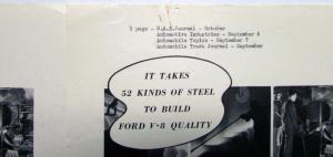 1937 Ford It Takes 52 Kinds Of Steel To Build Ford V8 Quality Ad Proof Original