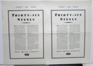 1935 Ford Thirty-Six Steels Ad Proof Original