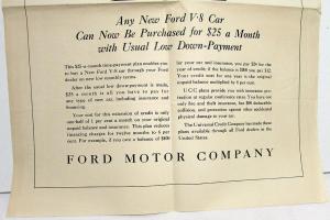 1936 Ford Announces $25 A Month Time Payments Ad Proof Original