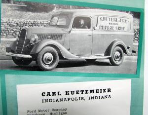 1937 Ford Panel Truck Dealer Sales Brochure Testimonial Sheet Original