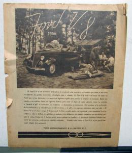 1936 Ford Convertible V8 Dedicated To Youth Women & Men Ad Proof Spanish text