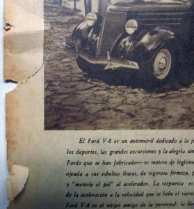 1936 Ford Convertible V8 Dedicated To Youth Women & Men Ad Proof Spanish text