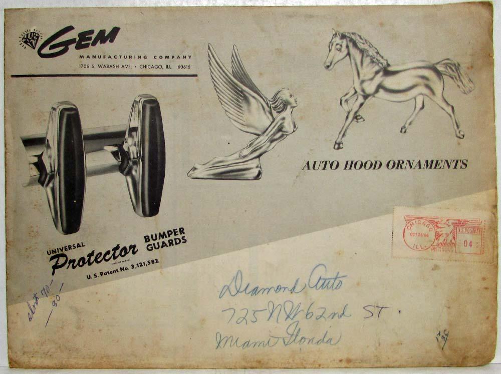 1966 Gem Manufacturing Co Accessory Distributors Price Schedule with