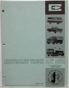 1967 Chevrolet Dealer Meeting Guide Quality Truck Quiz Sheet